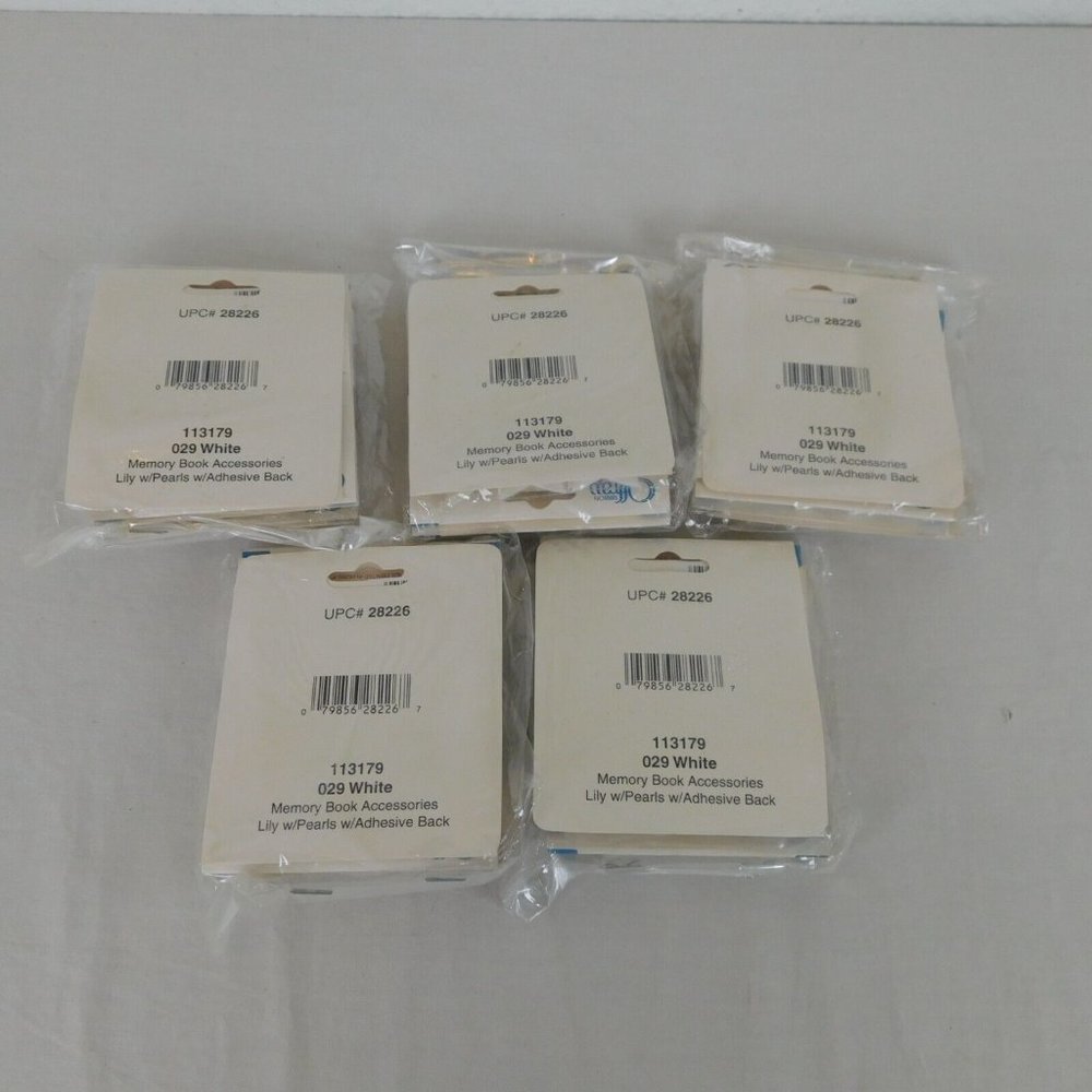 Lot of 5 Memory Book Ribbon Accessories Offray Peel Stick Acid-Free White Lily - Picture 3 of 5